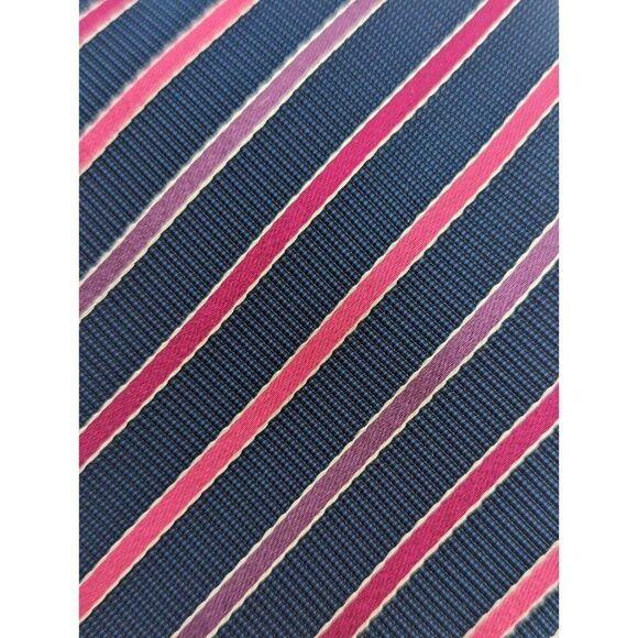 Charles Tyrwhitt Tie Navy, Pink & Purple Diagonal Stripe Necktie Italy - Picture 1 of 9